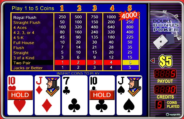 Double Bonus Poker - $10 No Deposit Casino Bonus